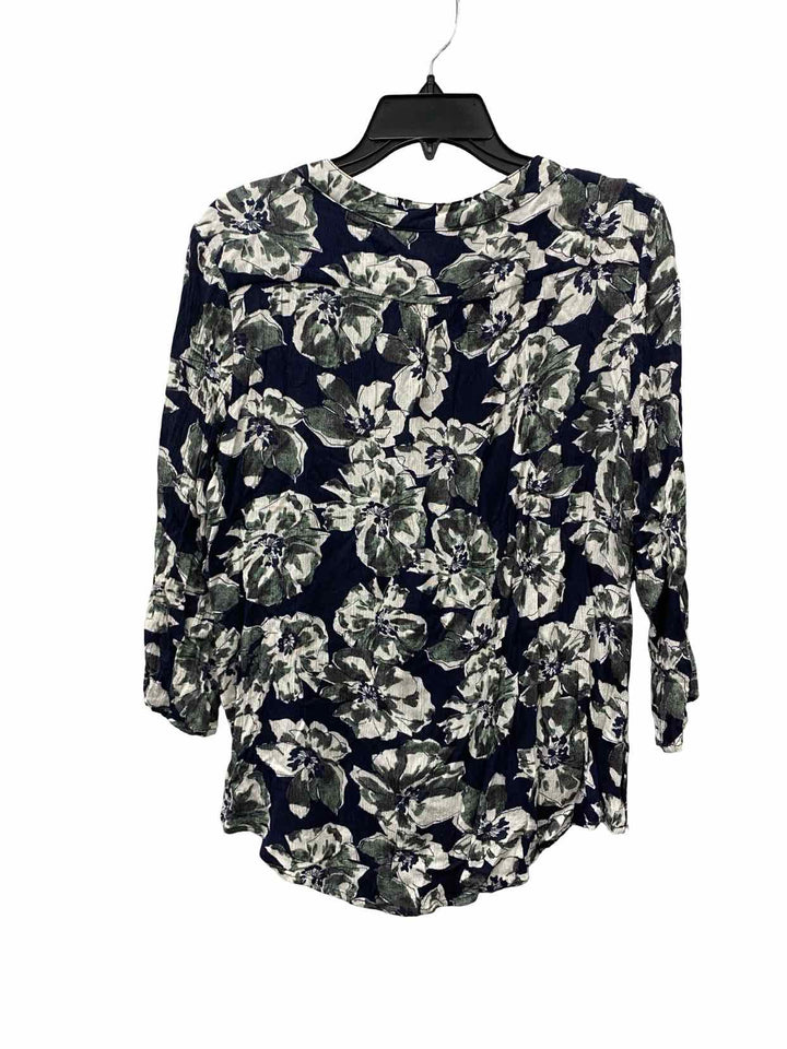 fun2fun Size L Navy Green Floral Short Sleeve Shirts