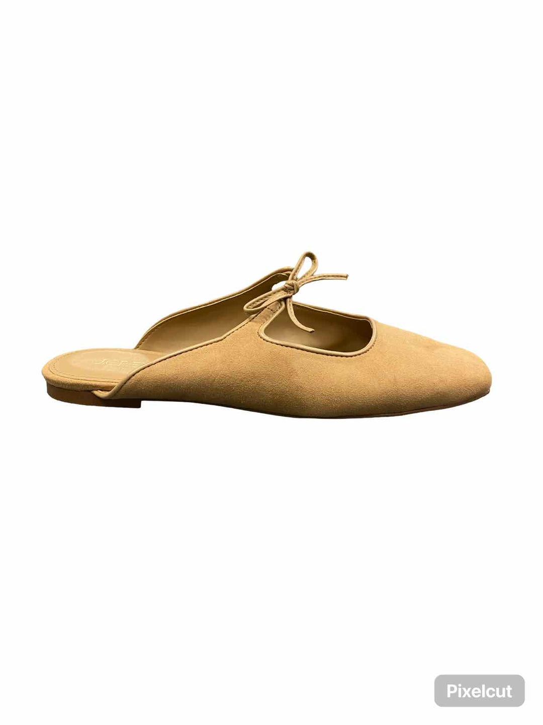 J Crew Shoe Size 9 Beige Faux Suede Bow Slip On Mules