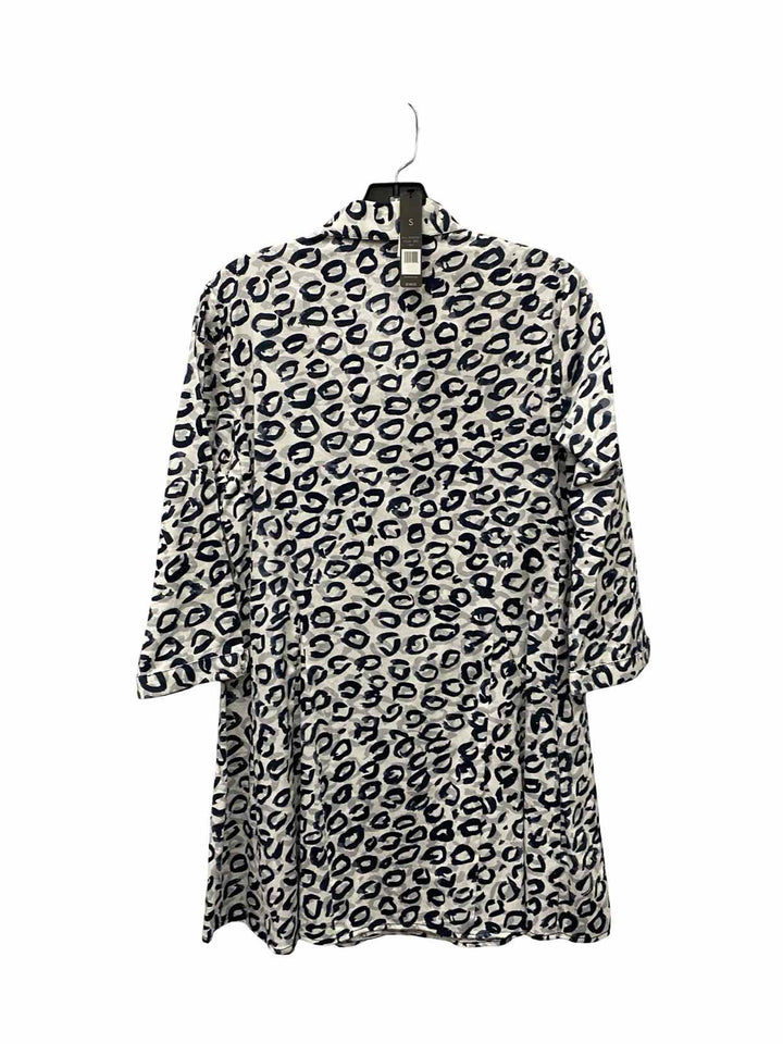Nic + Zoe Size S Blue White Print Long Sleeve Shirts