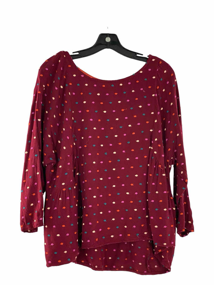 Anthropologie Size M Red Multi Poka dot Long Sleeve Shirts