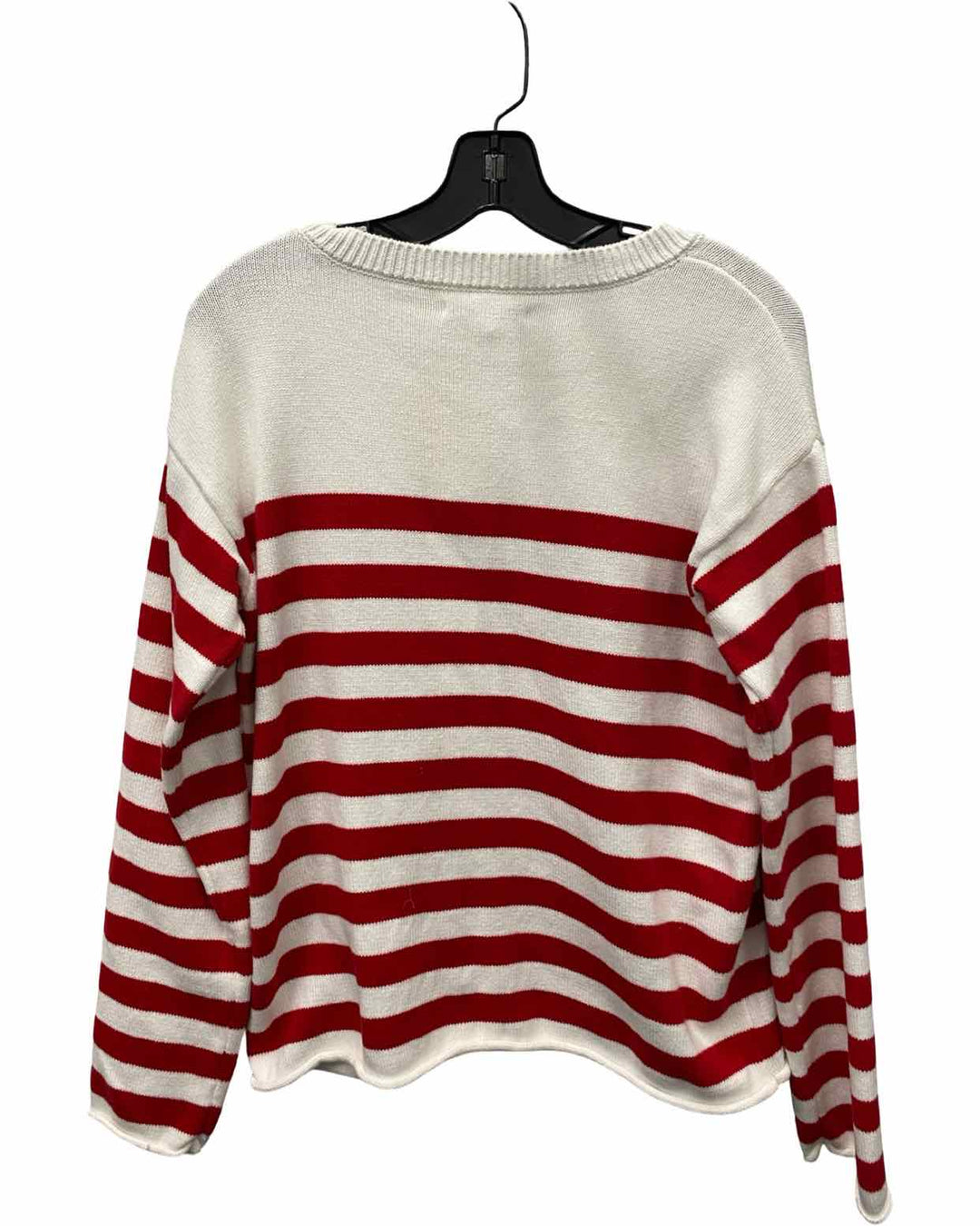 Hawthorne Size S White Red Striped 100% cotton Sweater