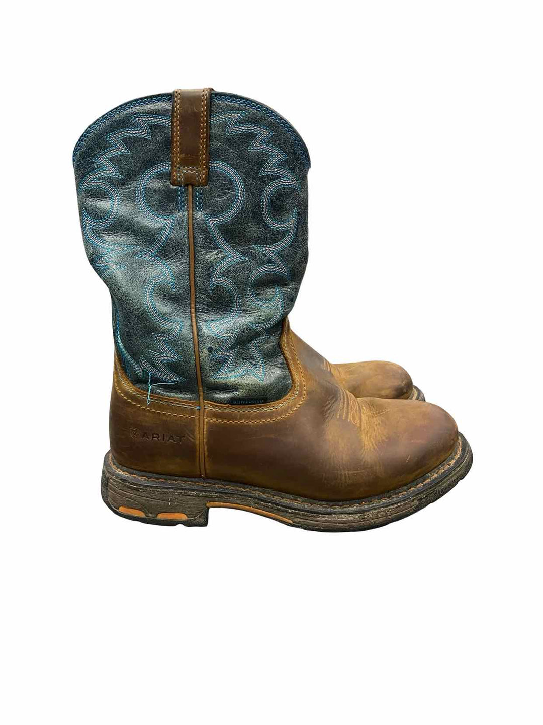 Ariat Shoe Size 39 Brown Blue Leather Waterproof WorkHog Boots(Ankle)
