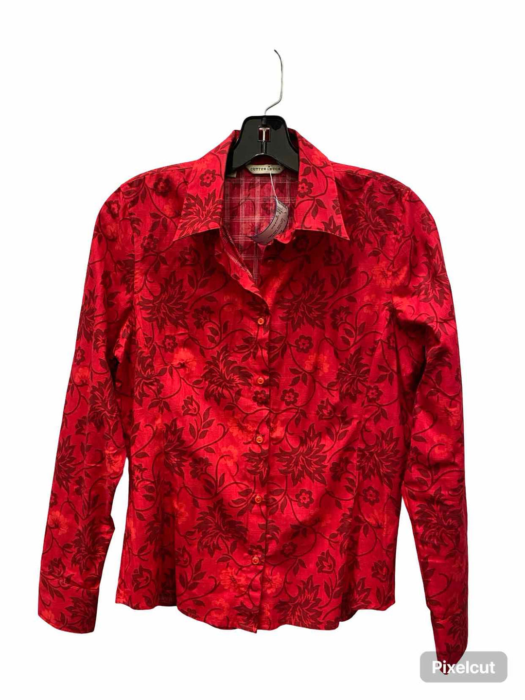 Cutter & Buck Size S Red Floral 100% cotton Long Sleeve Shirts