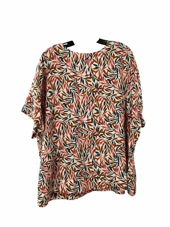 Lands End Size 3X White Multi Leafy Short Sleeve Shirts