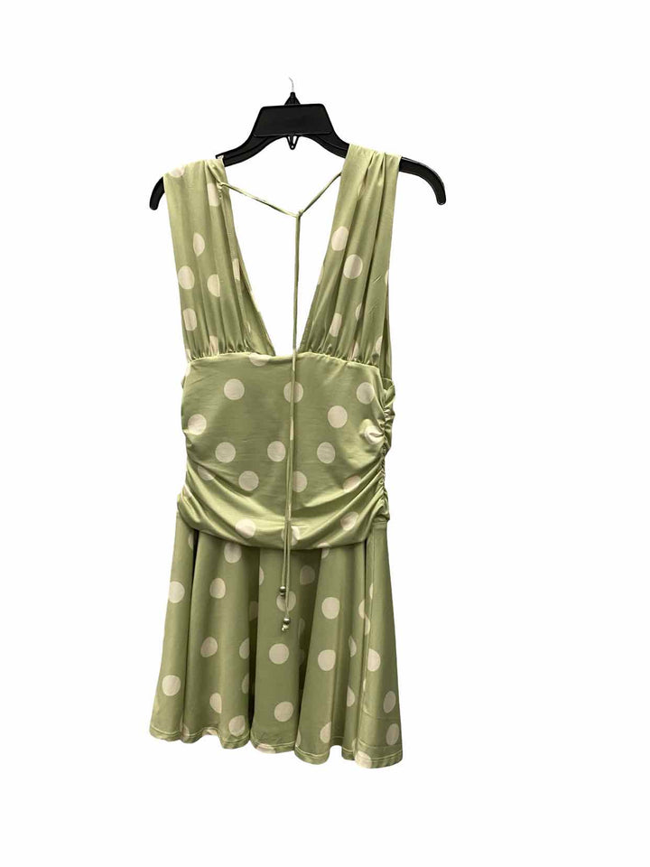 Free People Size M Green White Poka dot Dress