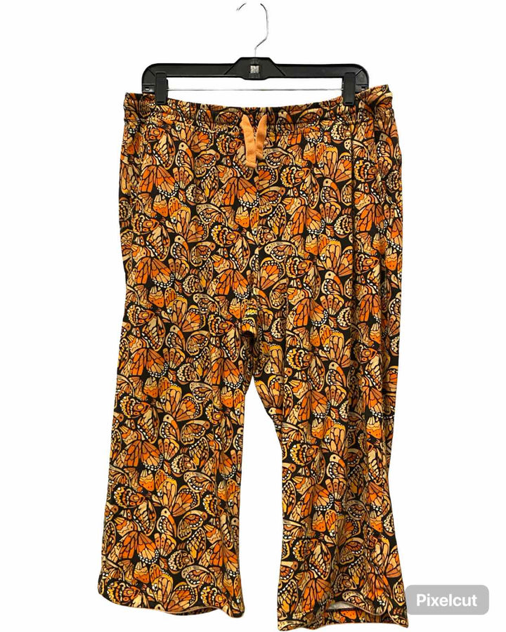 Duluth Trading Size L Orange Black Butterfly PJ Bottoms Pants