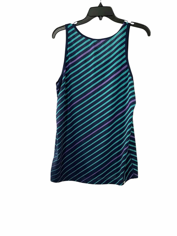 Rabbit Size S/M Navy Turquoise Striped Athletic Tank Top