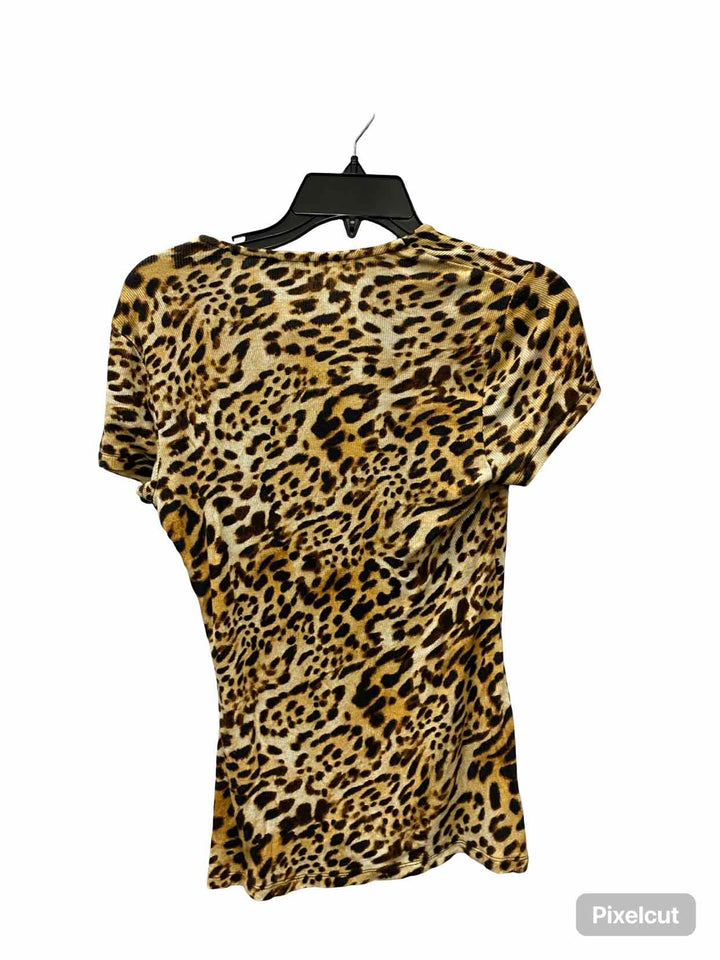 INC Size M Brown Animal Print Short Sleeve Shirts