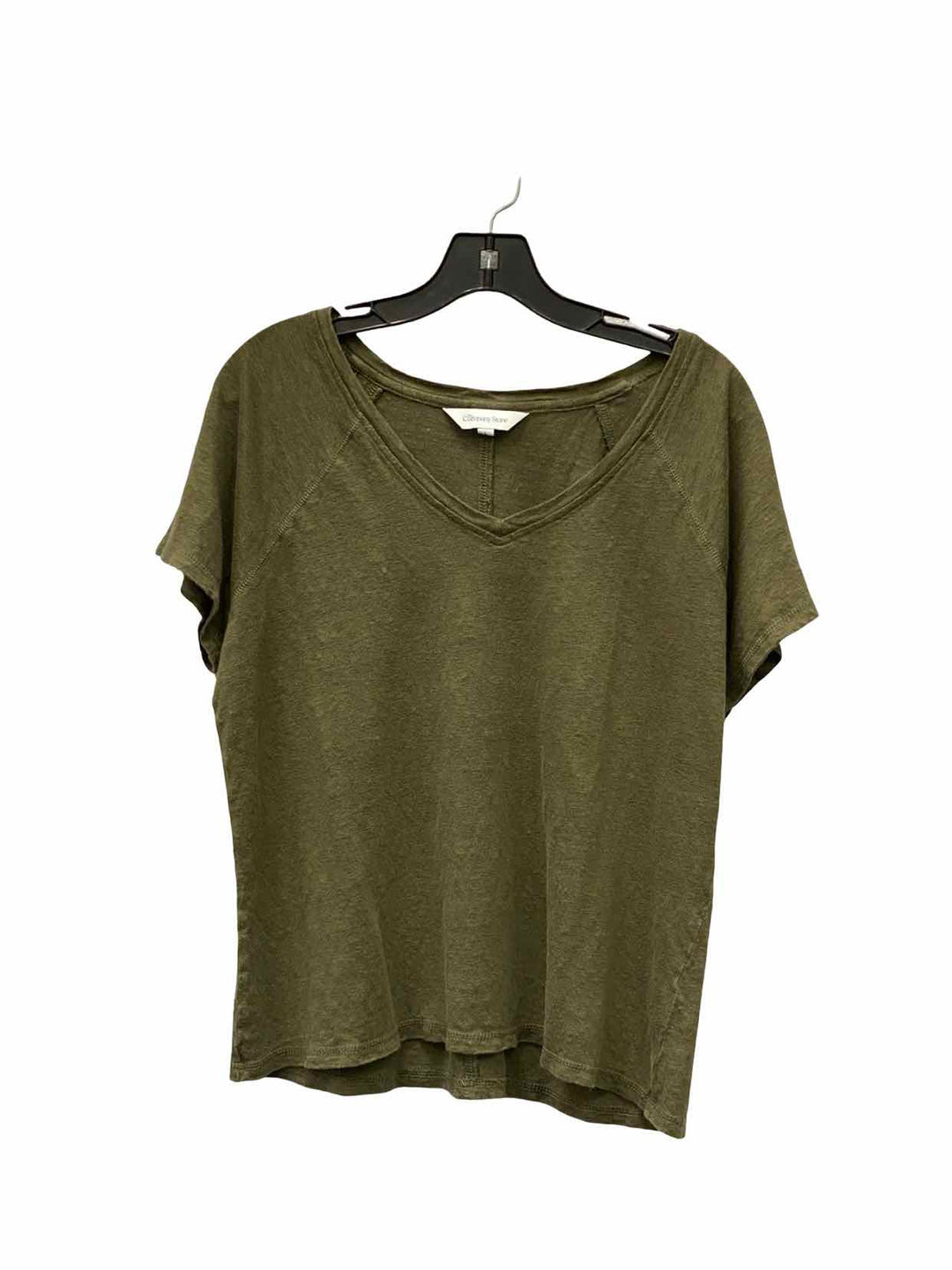 The Company Store Size L Green 100% Linen Short Sleeve Shirts