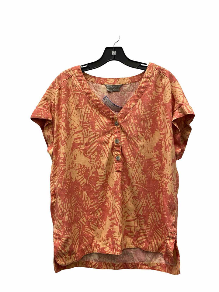 Royal Robbins Size L Orange Print Short Sleeve Shirts