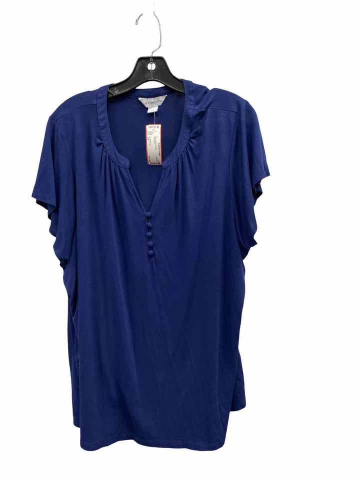 Liz Claiborne Size 2X Navy Blue Short Sleeve Shirts