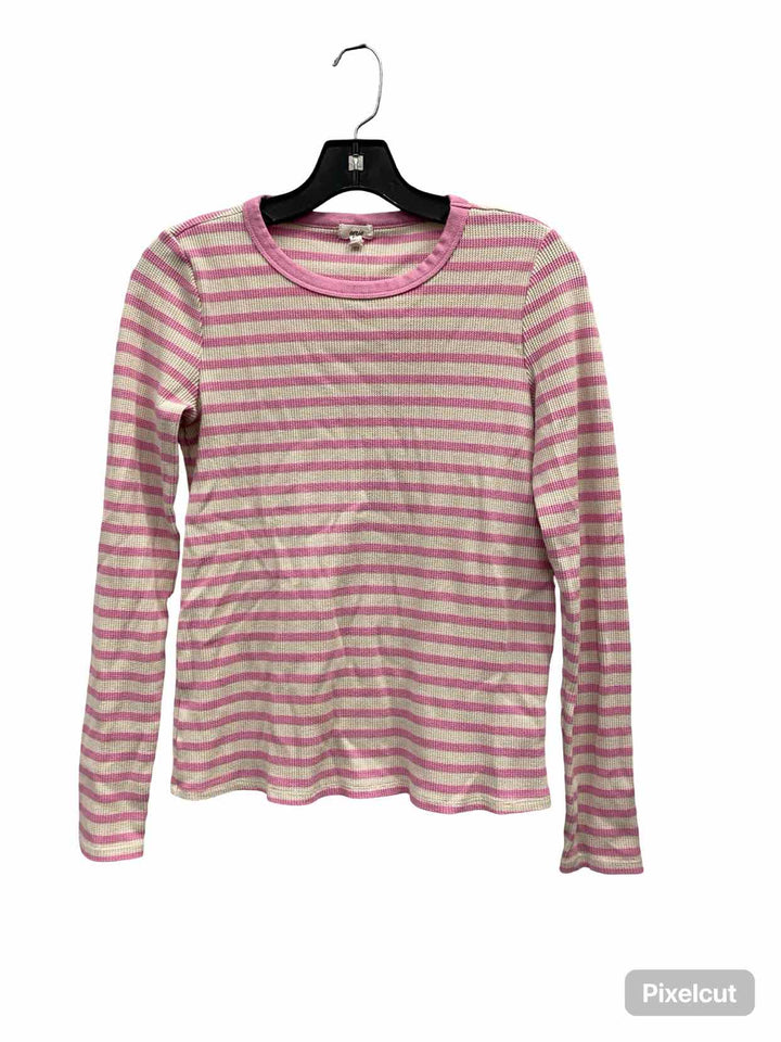 Aerie Size M Pink White Striped Long Sleeve Shirts