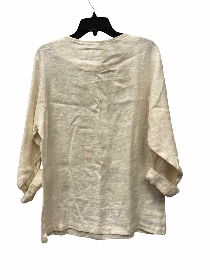 Coldwater Creek Size L Ivory 100% Linen Long Sleeve Shirts