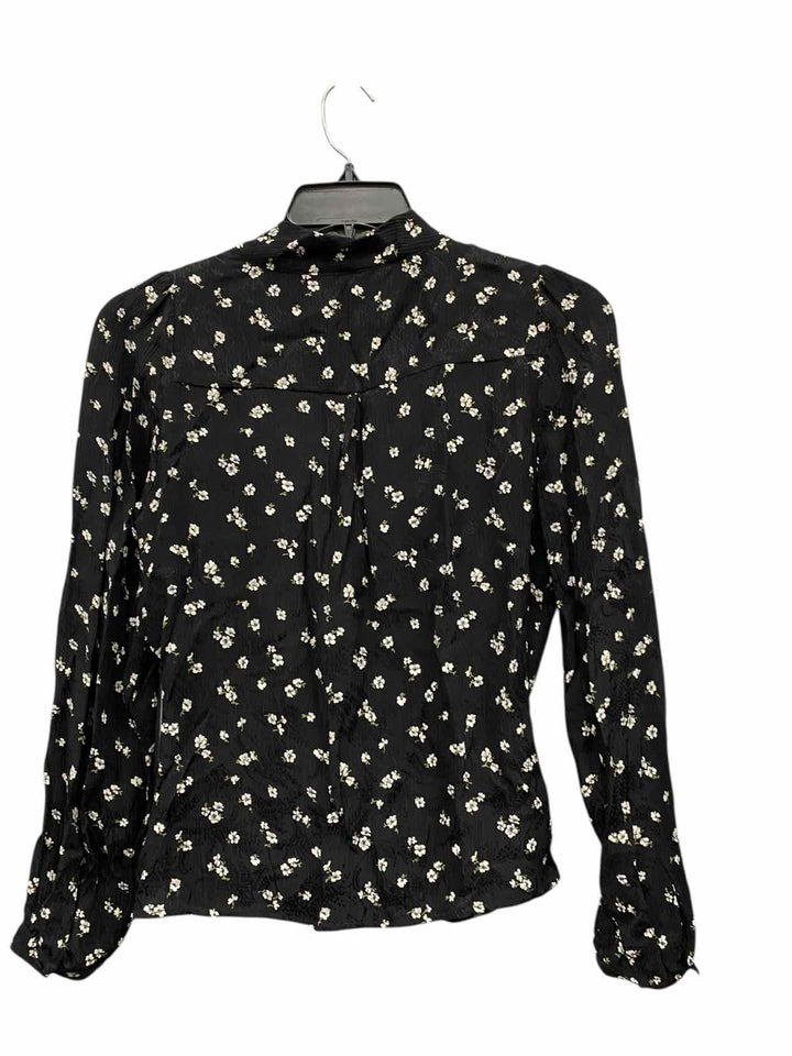 Sezane Size XL Black White Floral Long Sleeve Shirts