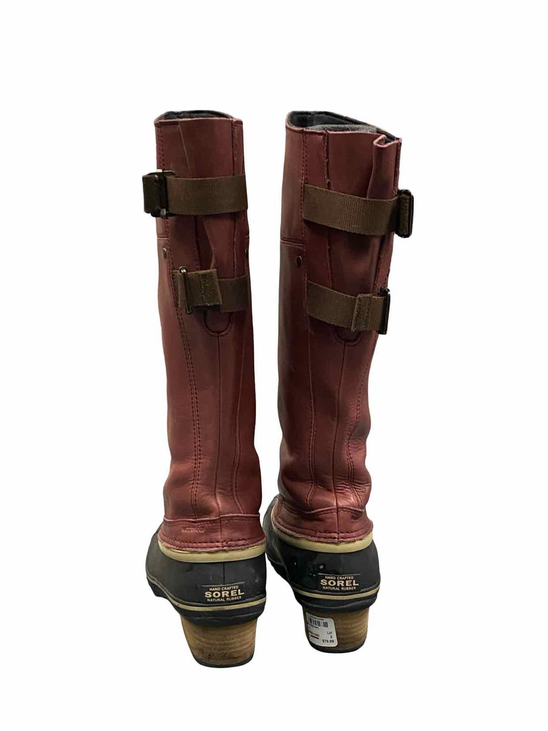 Sorel Shoe Size 11 Red Leather Slimpack Riding Tall II Boots(knee)