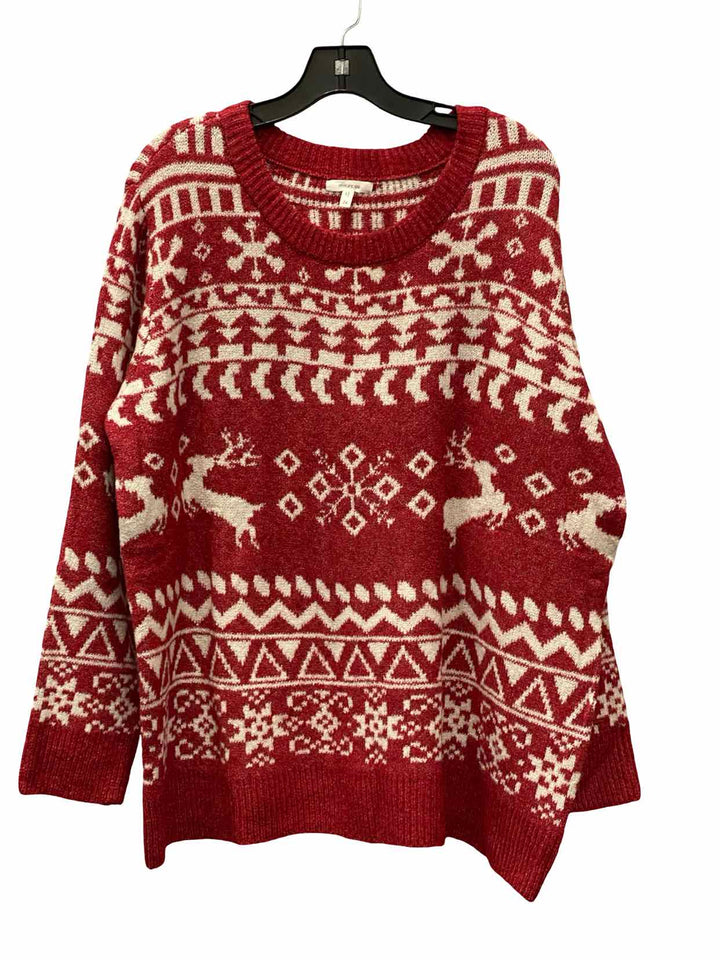 Maurices Size 2X Red White Sweater