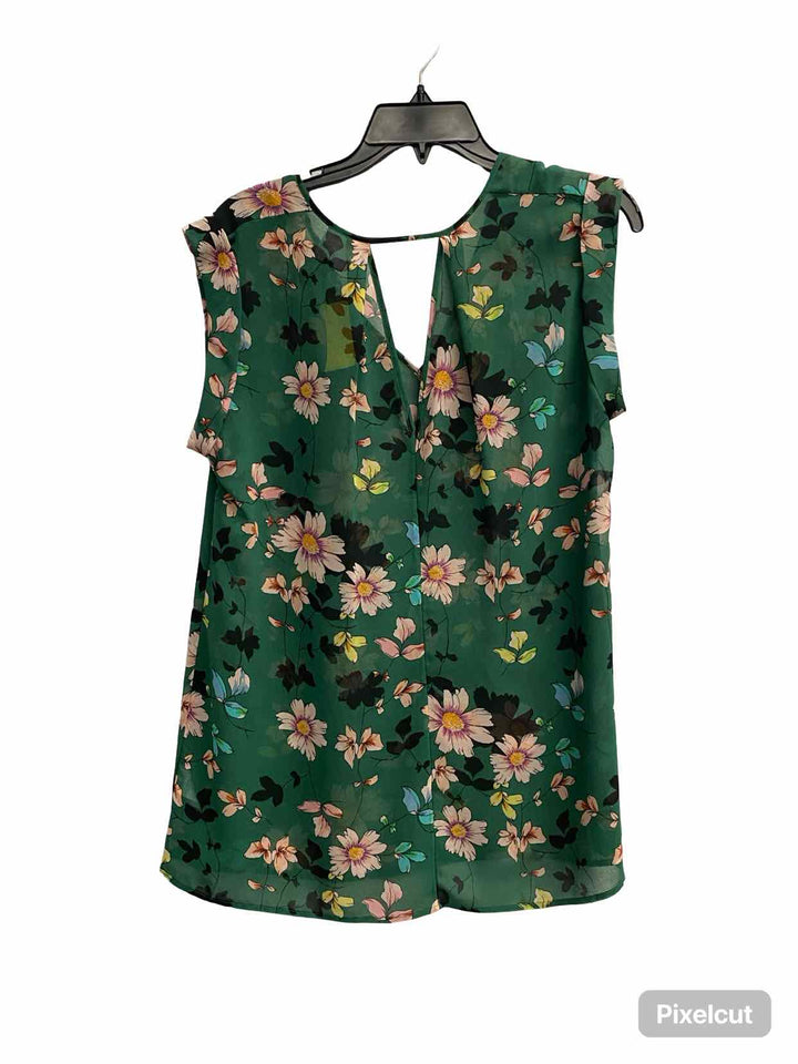 Cabi Size M Green Floral Tank Top