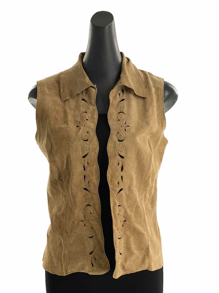 Coldwater Creek Size S Tan Leather Vest