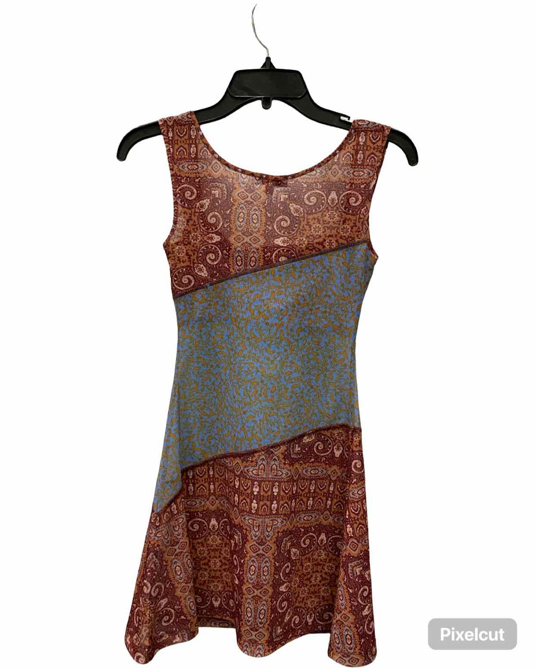 Miaou Size XS Brown Blue Print Dress