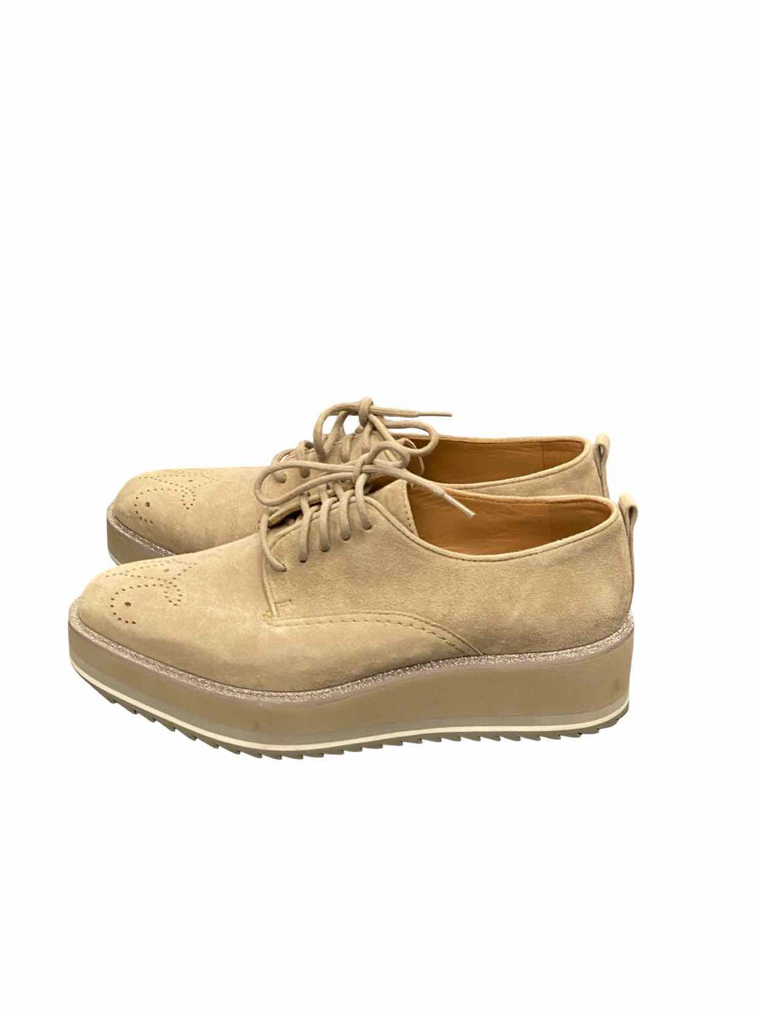 Johnston & Murphey Shoe Size 7 Taupe Suede Gracelyn Brogue Oxford Loafers