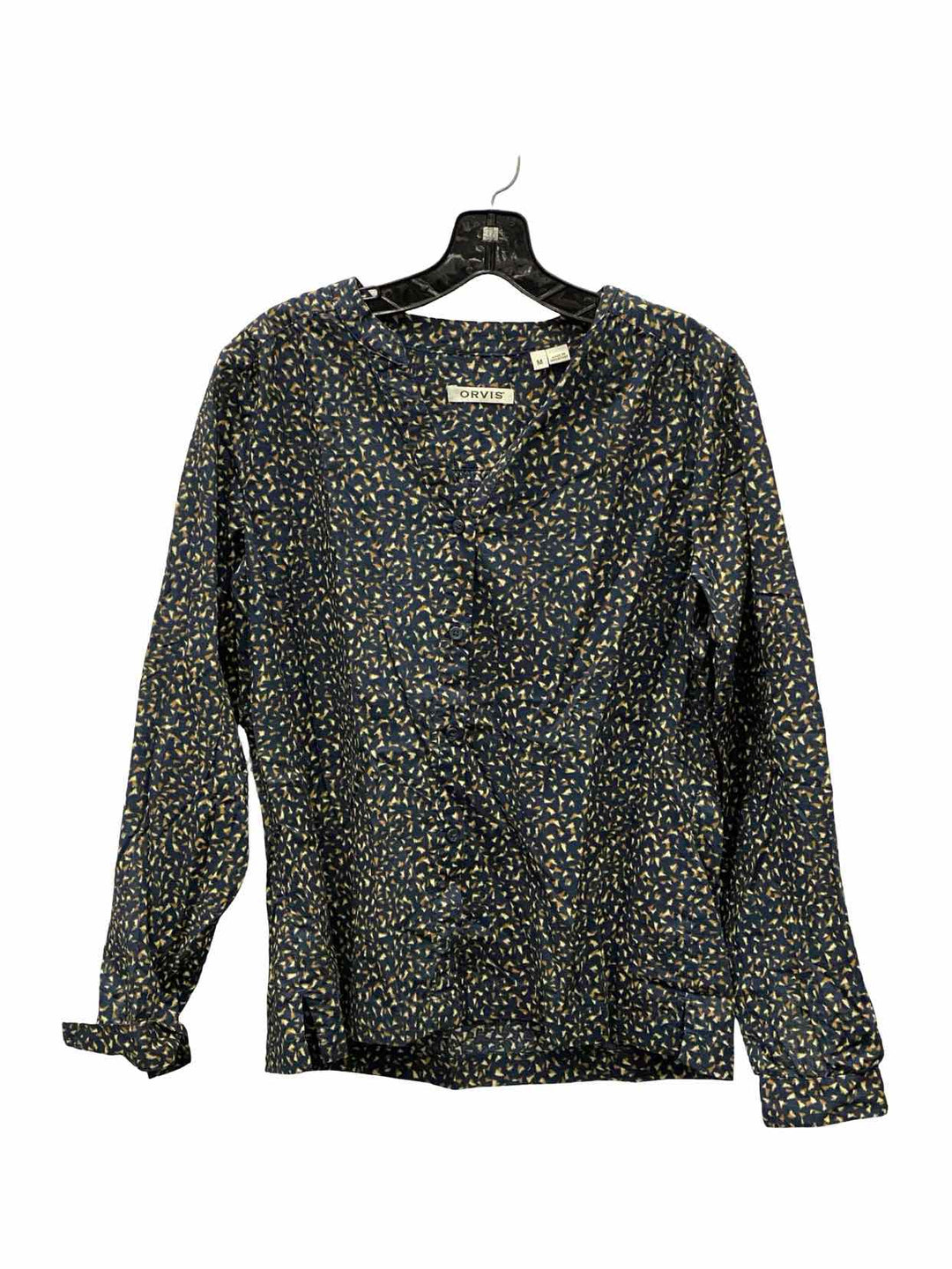 Orvis Size M Navy Brown Print Long Sleeve Shirts