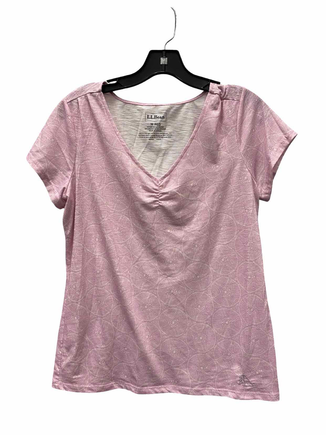 LL Bean Size M Pink Print Short Sleeve Shirts