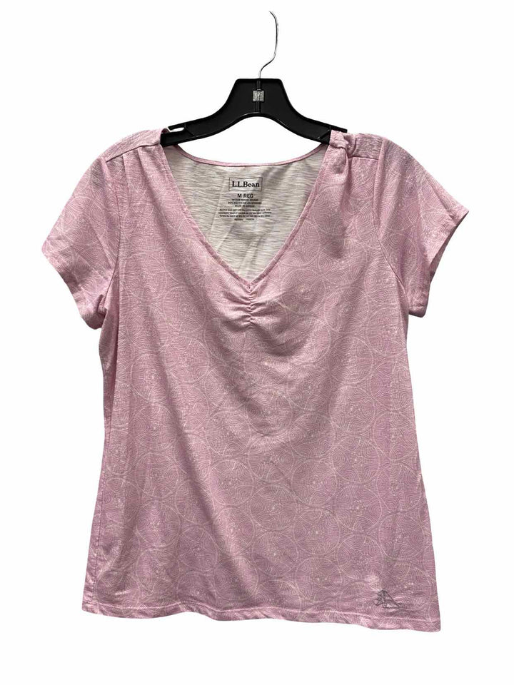 LL Bean Size M Pink Print Short Sleeve Shirts