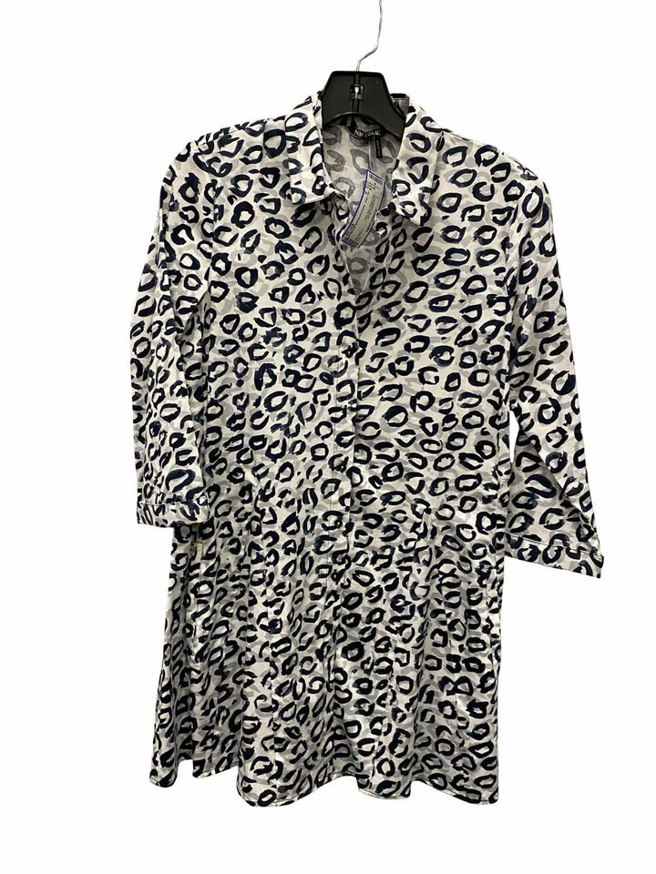 Nic + Zoe Size S Blue White Print Long Sleeve Shirts