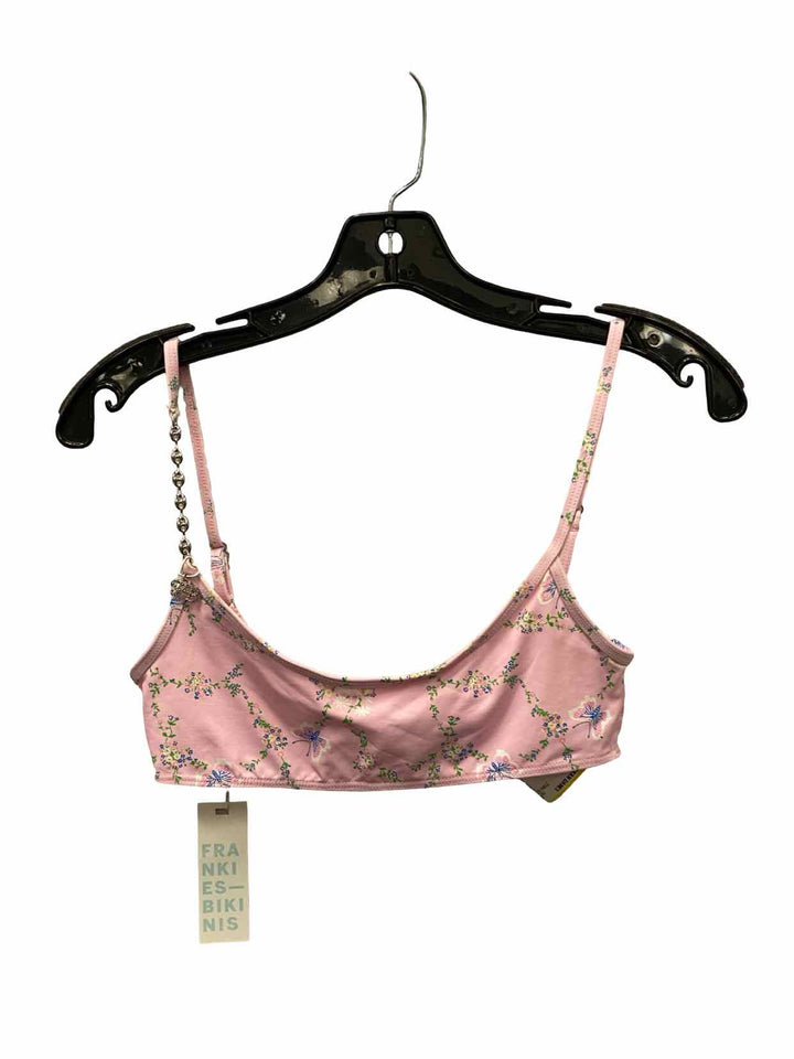 Frankies Bikinis Size S Pink Print Swimsuit Top