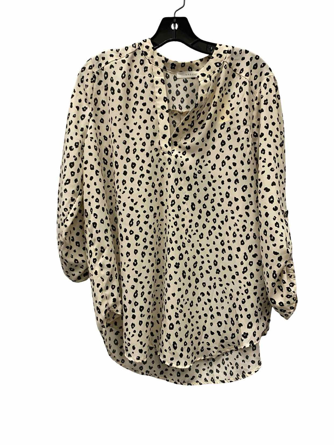 LUSH Size L Off White Black Animal Print Long Sleeve Shirts