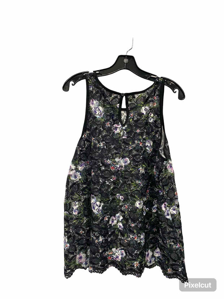 INARI Size L Black Purple Lace Tank Top