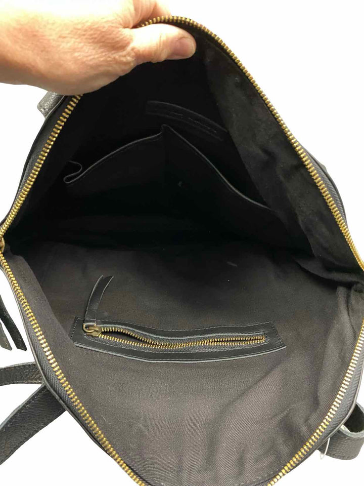 Noonday Collection Black Recycled Leather Tote Purse
