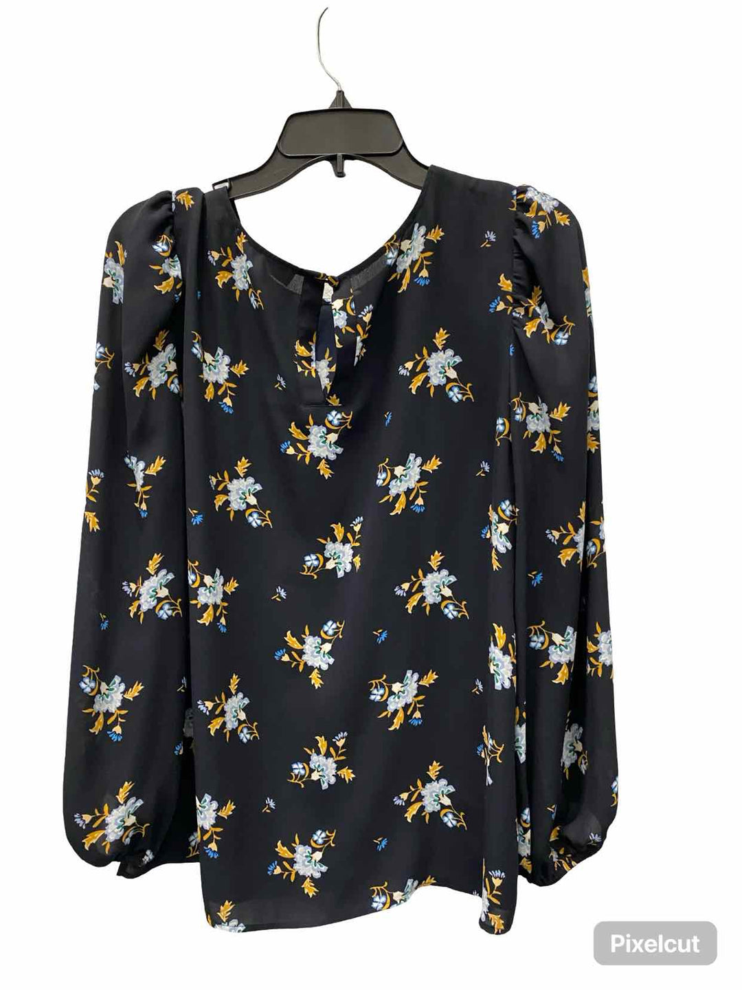 Loft Size L Black Floral Long Sleeve Shirts