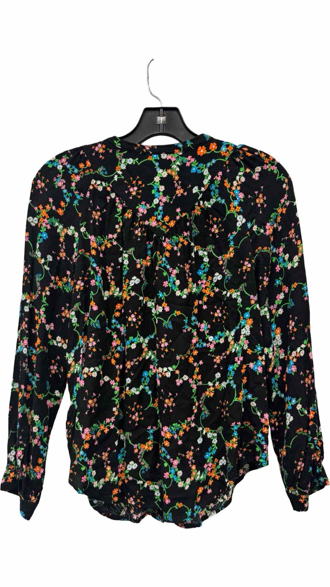 Maeve Size XS Black Multi Floral Long Sleeve Shirts