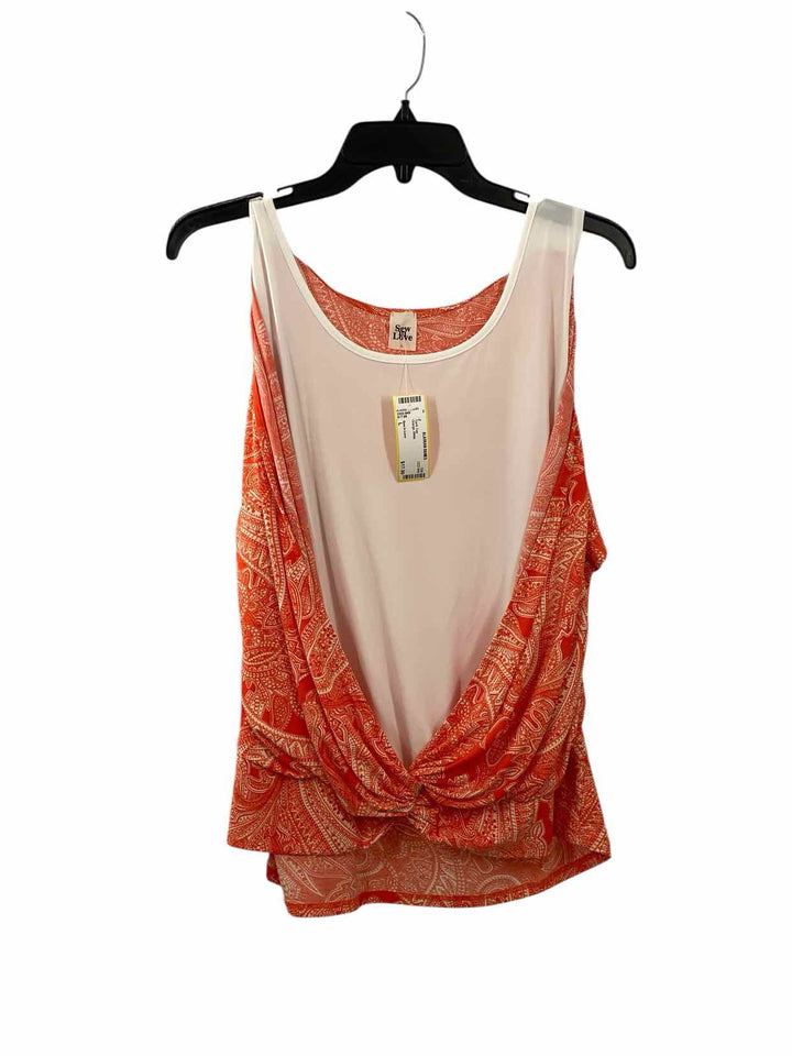 Sew in Love Size L Orange White Tank Top