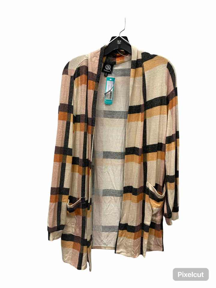 Bobeau Size L Multi-Color Plaid Sweater