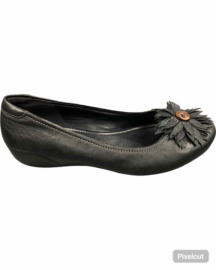 Ecco Shoe Size 40 Black Leather Mary Comfort Cushioned Flats