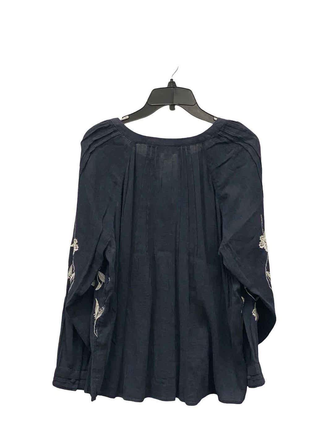J Jill Size M Navy Floral Long Sleeve Shirts