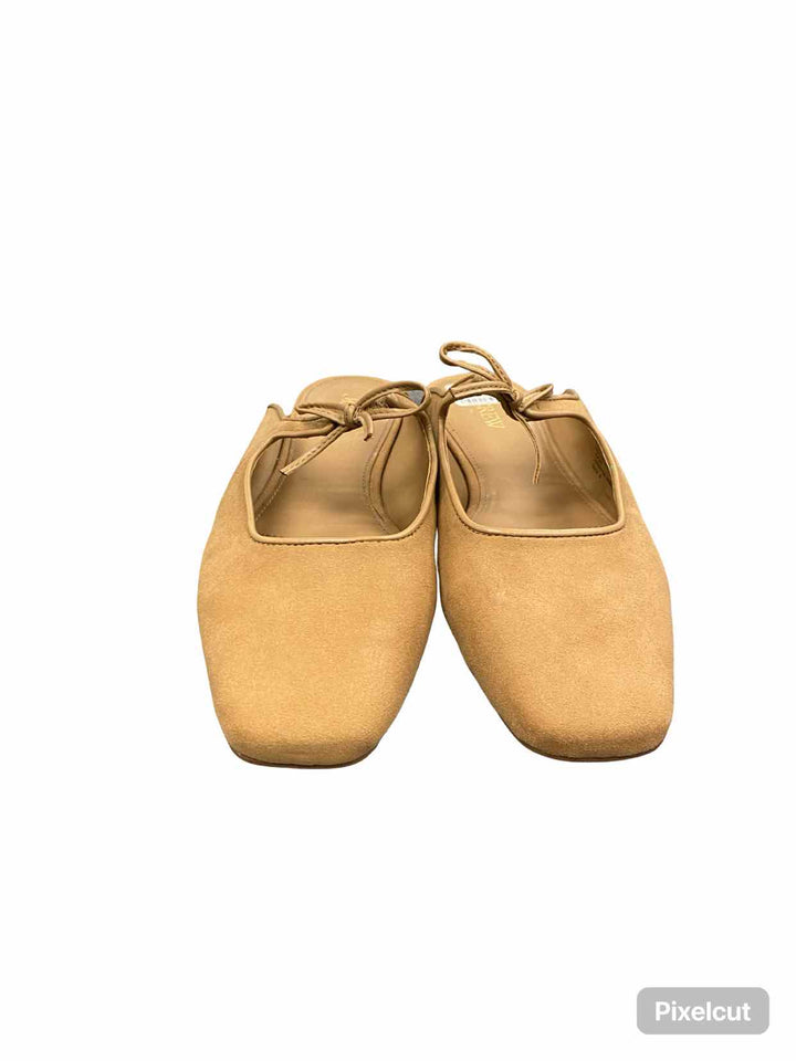 J Crew Shoe Size 9 Beige Faux Suede Bow Slip On Mules