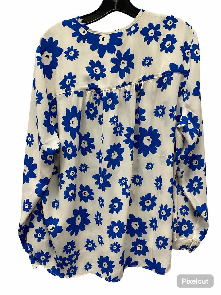 Cabi Size XXL White Blue Floral Long Sleeve Shirts