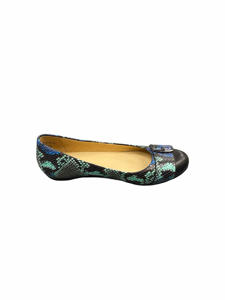Naturalizer Shoe Size 7.5 Turqoise Black Snakeskin Pattern Marsha Flats