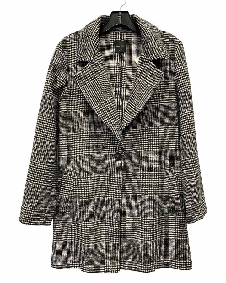Love Tree Size S Gray Plaid Blazer