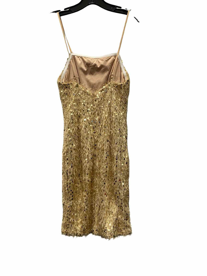 a peach Size S Gold sequined Formal Dress (Short)