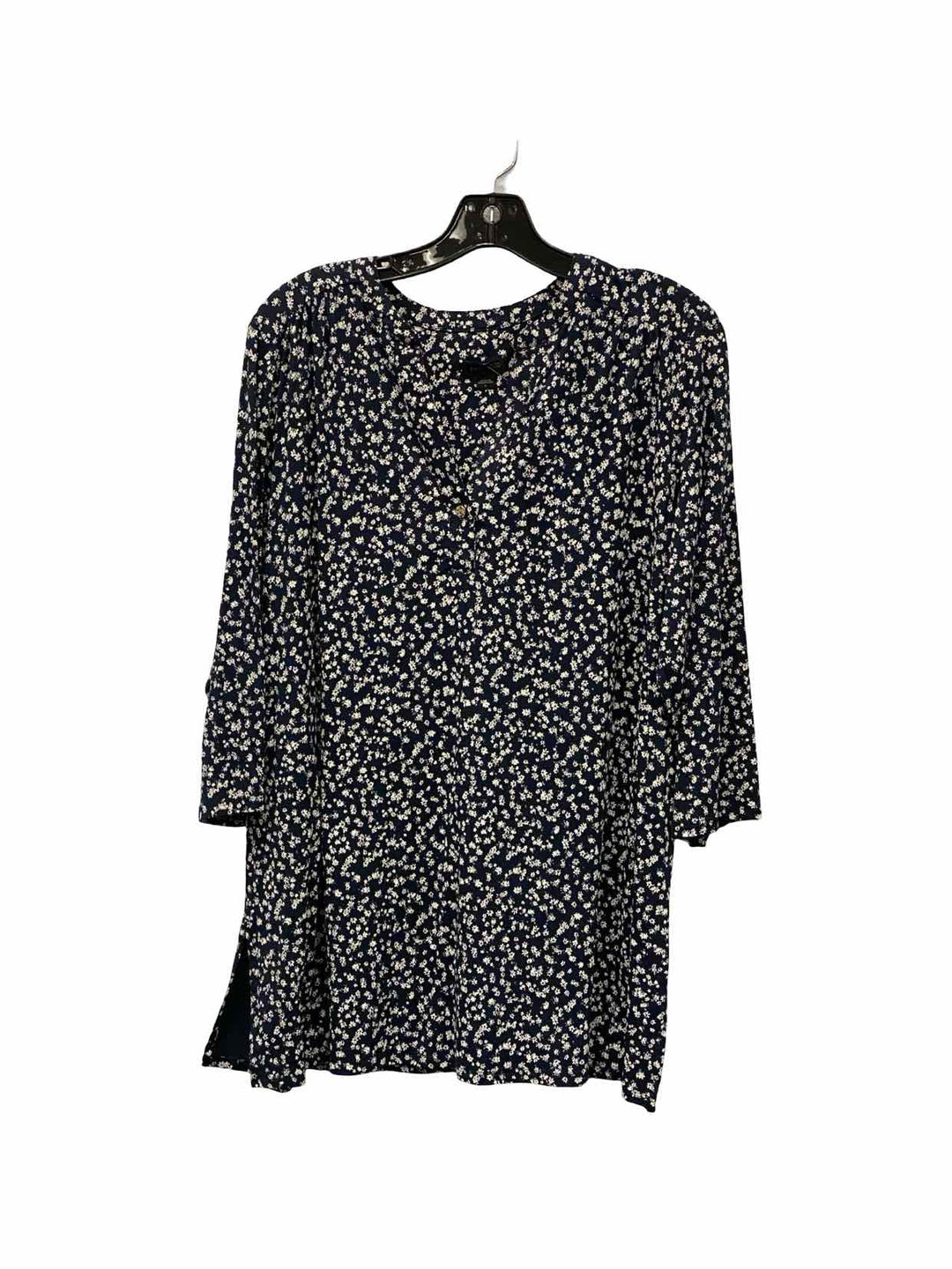 J Jill Size L White Floral Long Sleeve Shirts