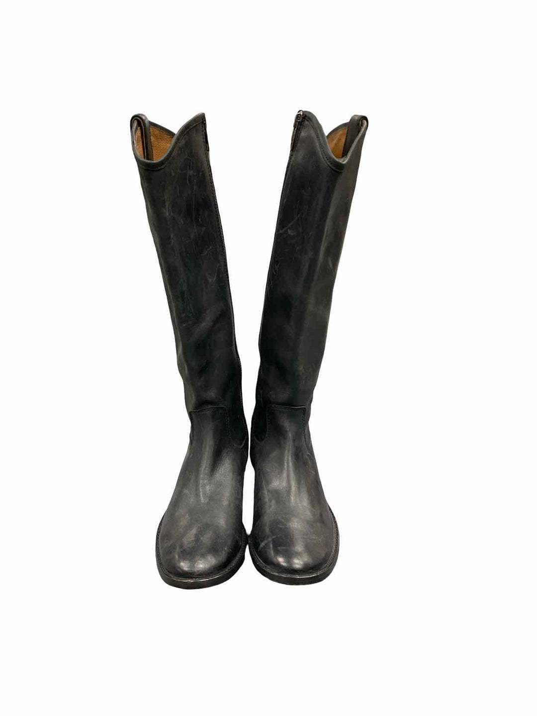 Frye Shoe Size 6 Black Leather Melissa Button Inside Zip Boots(knee)