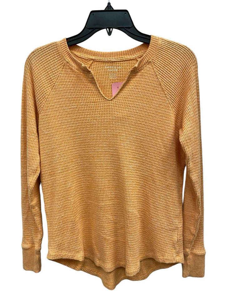 American Eagle Size XS Orange waffle knit Long Sleeve Shirts