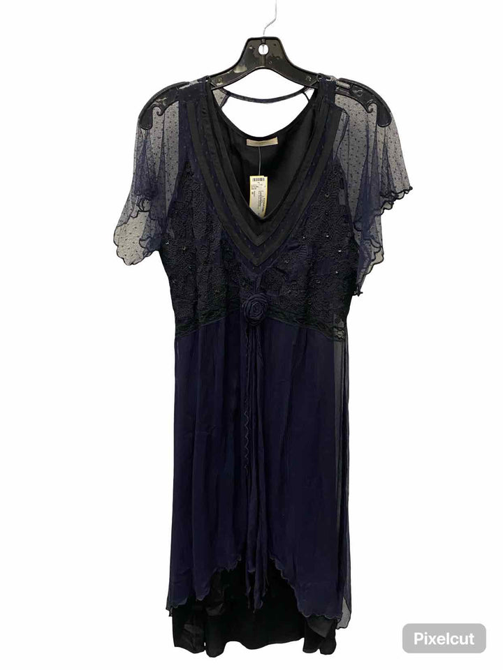 Nataya Size M Blue Black Embroidered Dress