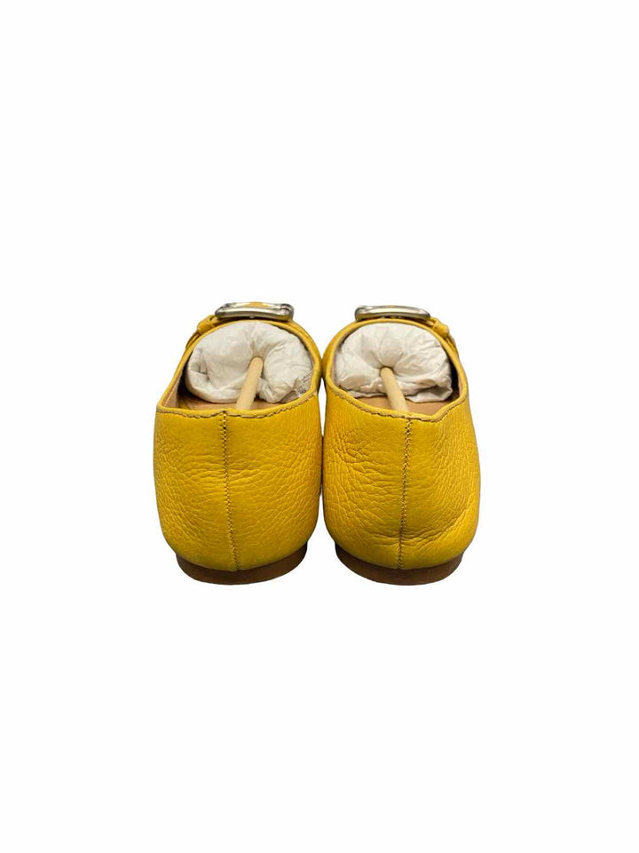 Fossil Shoe Size 7 Mustard Yellow Pebbled Leather Flats