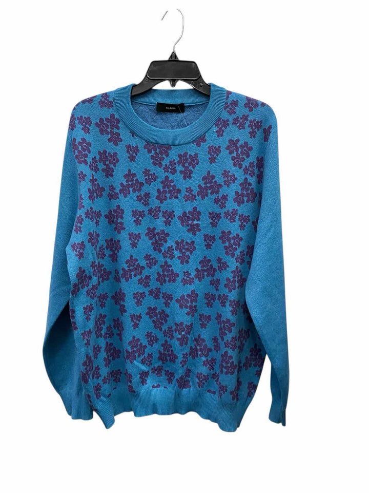 Unknown Brand Size XL Blue Purple Floral 55% Cotton Sweater
