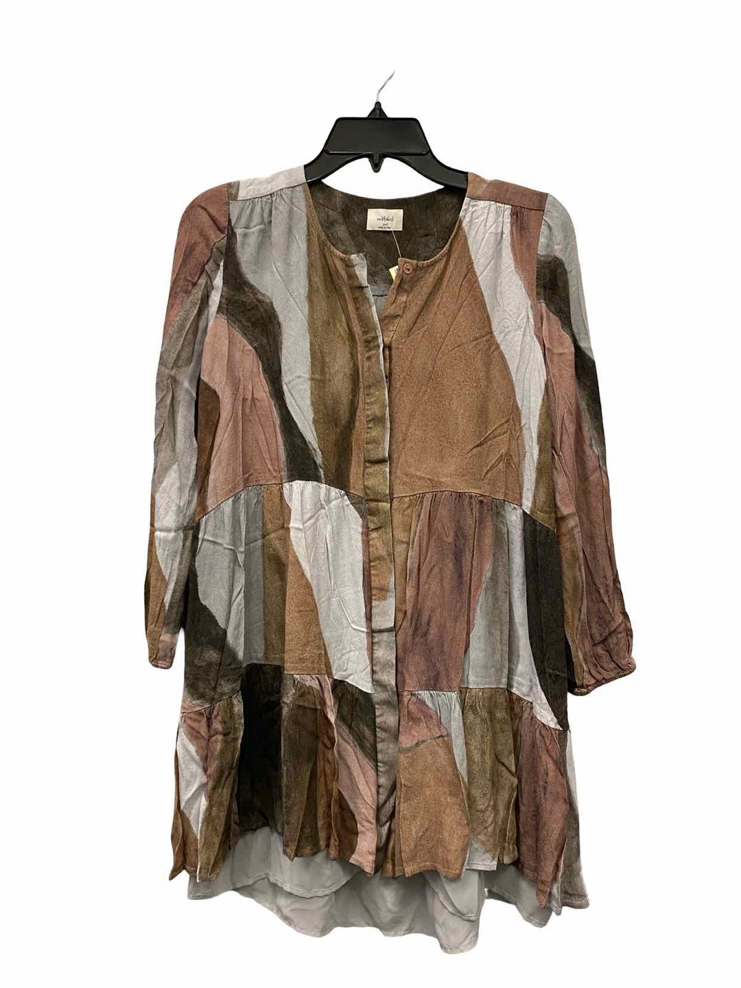 Wilfred Size 2XS Brown White Striped Long Sleeve Shirts